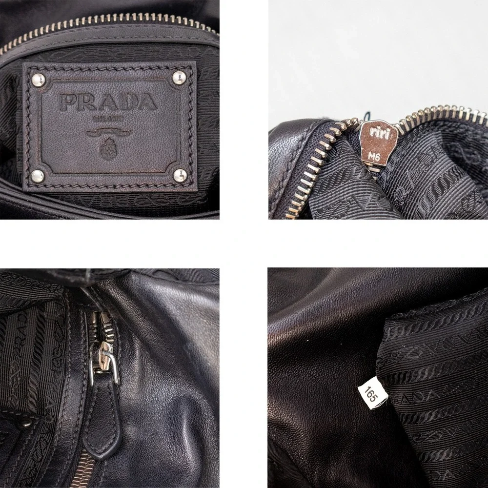 Authentic Women's Prada‎ Tessuto Black Nylon Ruffle Shoulder Bag